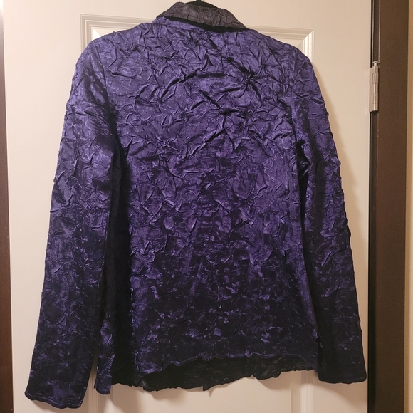 NWT Flair Brand Elegant Women's Crinkle Blazer in Deep Purple Size S - Picture 2 of 5